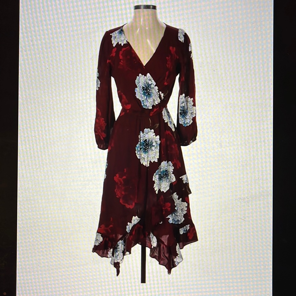 Plenty by Tracy Reese Wine Floral Long Sleeve Dress